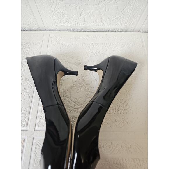 Nine West Patent Leather Kitten Heel Pumps Womens 8 Black Pointed Toe - Picture 4 of 12